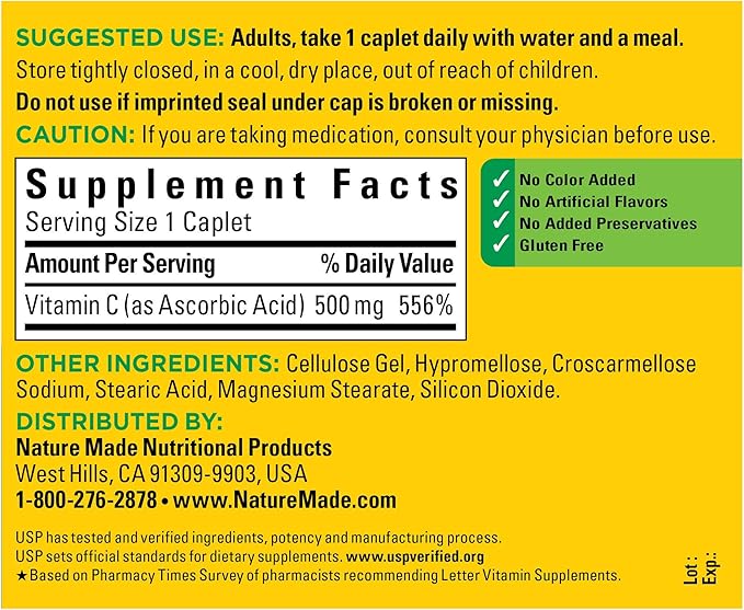 Nature Made Vitamin C 500 mg, Dietary Supplement for Immune Support, 250 Tablets (Pack of 3)