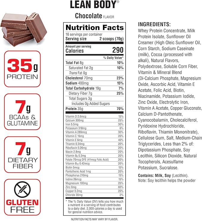 Labrada Nutrition Lean Body Hi-Protein Meal Replacement Shake, Chocolate, 2.47 Pound Tub(Pack of 1)