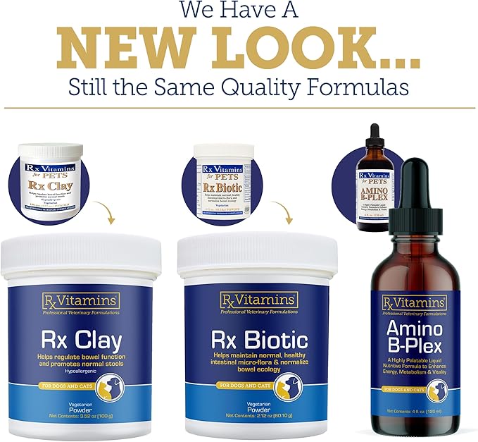 Rx Vitamins Amino B Plex for Pets - B Vitamin Complex Plus Amino Acids for Dogs & Cats - Vitamin Supplements for Dogs' & Cats' Total Body Support - 2 oz.