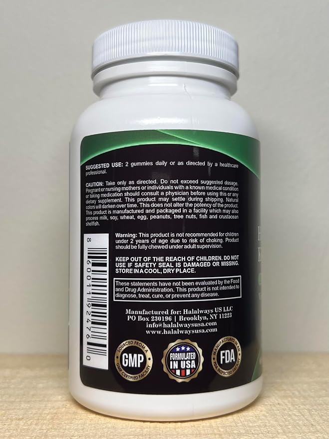 Halalways Kids Daily Gummy Halal Certified Multivitamin for Kids, Vitamin C, D3 and Much More for Immune Support Cherry, Strawberry, Orange Flavors Certified Halal Supplement