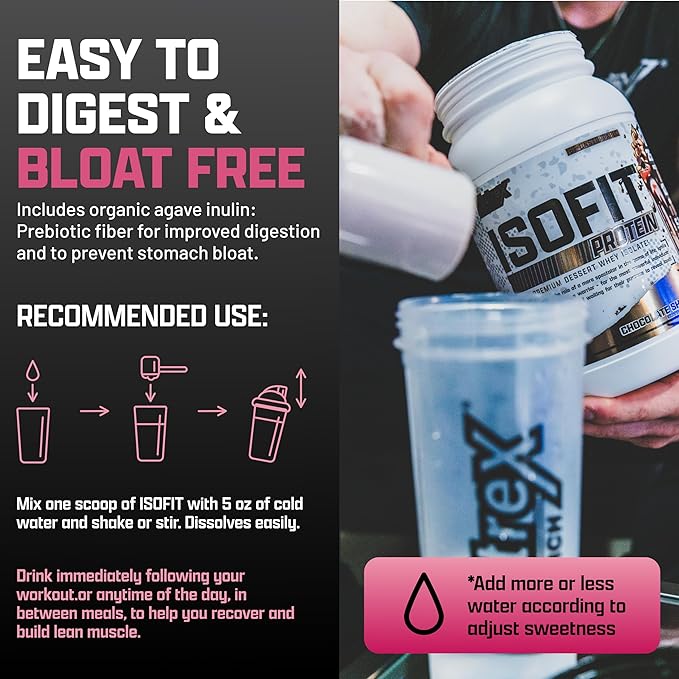Nutrex Research IsoFit Whey Protein Powder Instantized 100% Whey Protein Isolate (70 Servings, Strawberries & Cream)