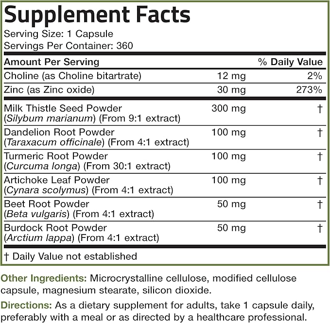 Bronson Liver Detox Advanced Detox & Cleansing Formula Supports Health Liver Function with Milk Thistle, Dandelion Root, Turmeric, Artichoke Leaf & More, Non-GMO, 360 Vegetarian Capsules