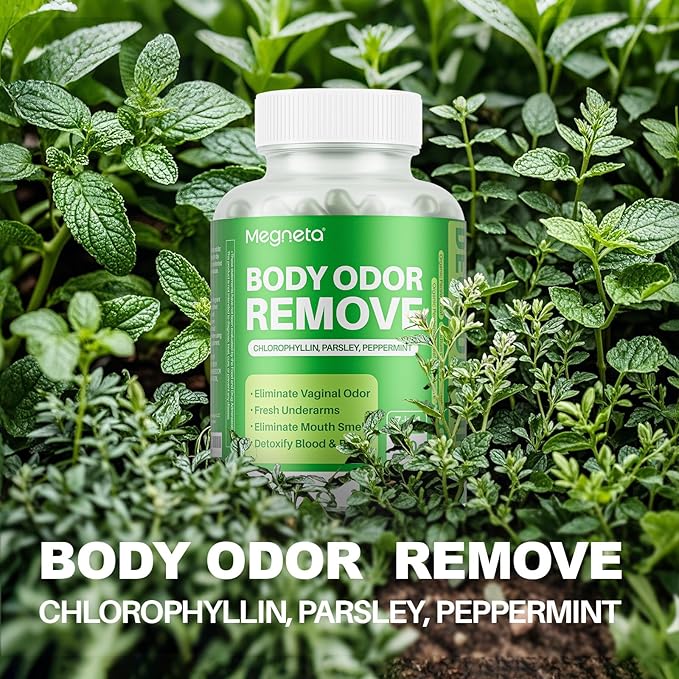 Body Deodorizing Supplement, Natural Internal Odor Control Pills for Men & Women, Chlorophyll Capsules for Skin, Breath, and Gut Health (60 Capsules)