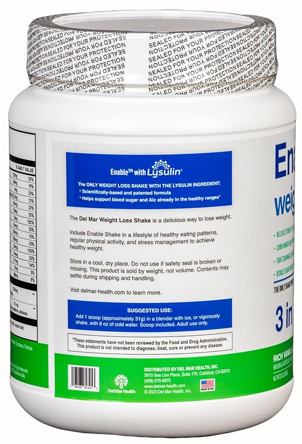 Enable Weight Loss Shake - Delicious Vanilla Flavor for Healthy & Satisfying Meal Replacement, 2lb 8oz