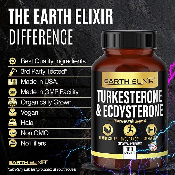 Turkesterone 1000mg and Ecdysterone 1000mg Supplements (180 Capsules) 2 Month Supply - 3rd Party Tested- Turkesterone Supplement for Men (Ajuga Turkestanica) with 95% Beta Ecdysterone