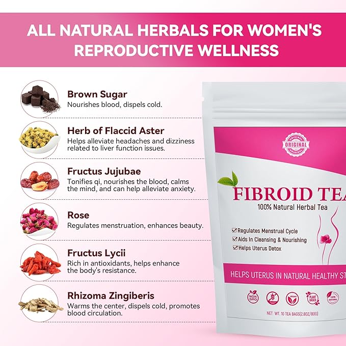 Laicuherb Fibroids Shrink Herbal Tea for Women Get Pregnant Fast & Hormone Balance, 10 Teabags Fertility Tea for Women Shrink Ovarian Cysts, Natural Detox Womb Tea to Warm Uterus and Detox