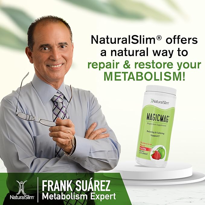 NaturalSlim Magicmag Pure Magnesium Citrate Powder – Stress, Constipation, Muscle, Heart Health, and Sleep Support | Natural Strawberry & Lime Flavored Magnesium Supplement - 8oz Drink Mix (Solo)