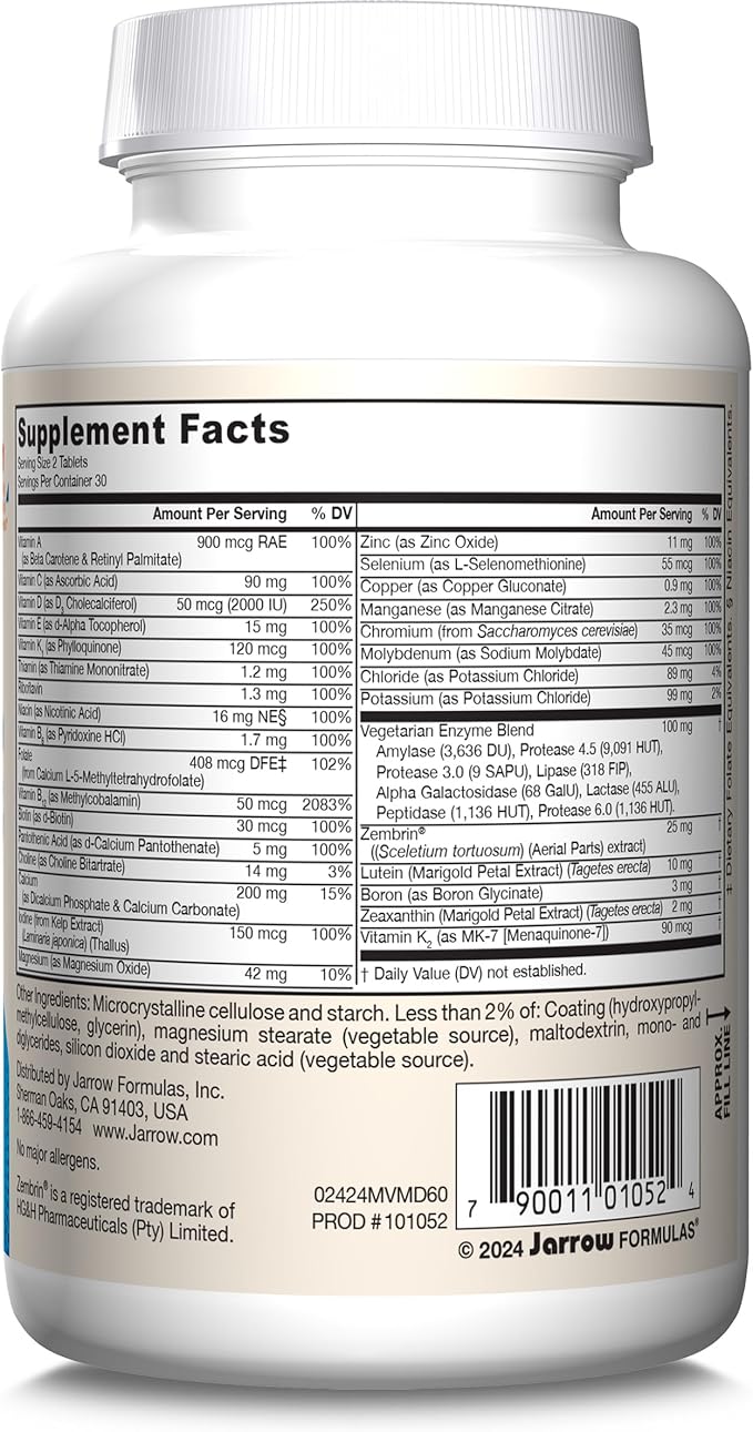 Jarrow Formulas Multi+ Mood Multivitamins for Occasional Stress Resistance, 60 Tablets, 30 Day Supply