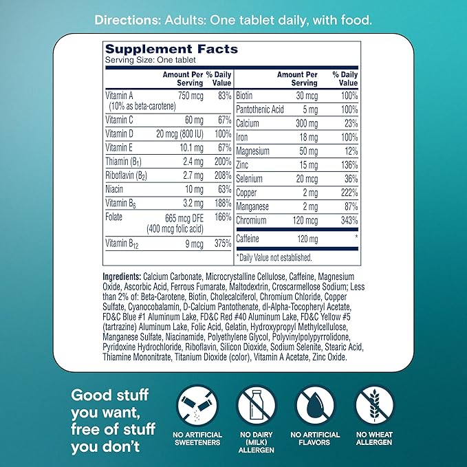 One A Day Women's Active Metabolism Daily Essential, Multivitamin for Women, Metabolism Support, Vitamins for Women with All 8 B-Vitamins, Vitamin D, Magnesium & More,120 Count