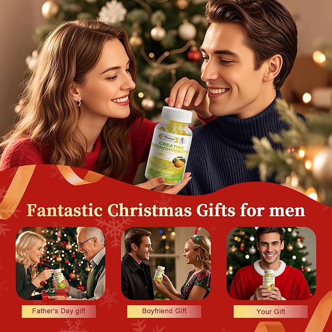 Creatine Monohydrate Gummy Gifts for Men Women, Multiple Creatine Supplement with 200mg Ashwagandha & Magnesium & Zinc for Muscle Builder & Strength, Energy, Pre Workout,Gym Accessories