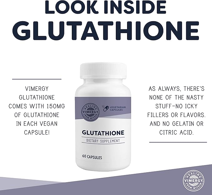 Vimergy Glutathione – Supports Liver Detox* – Superfood for Cellular Health & Antioxidant Support* – Kosher, Vegan & Gluten-Free – 60 Capsules