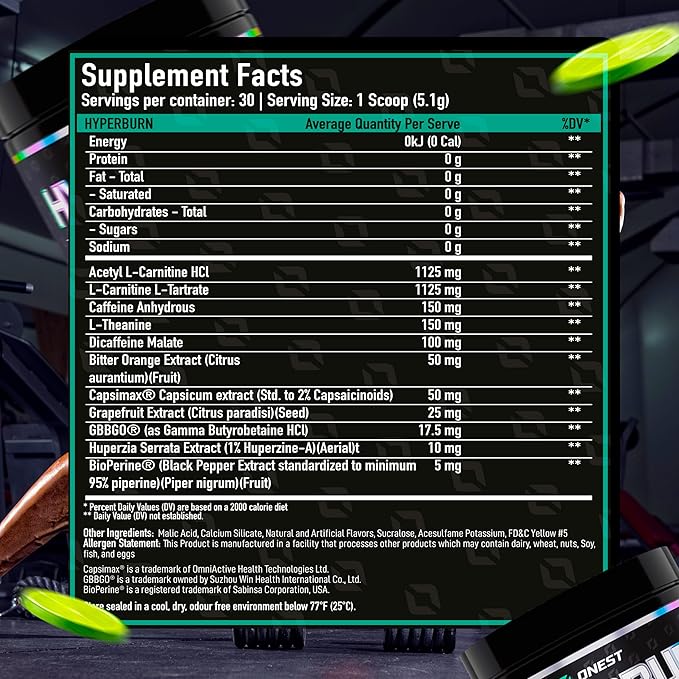 ONEST Hyperburn Thermogenic Powder – 153g (30 Servings) Enhanced Energy Boost & Performance Support Supplement, Sports Nutrition Powder