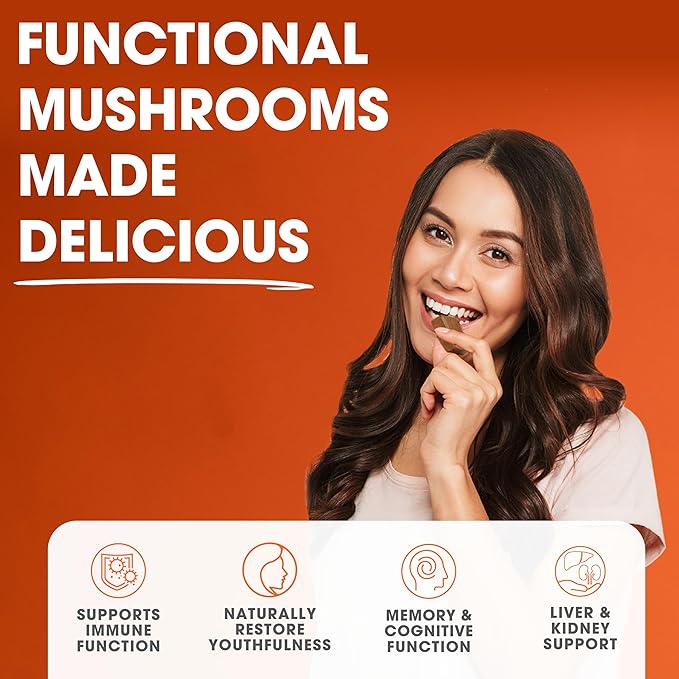 Genius Mushroom Soft Chews – Lion's Mane, Cordyceps, Reishi Complex for Energy, Focus, Brain Health, Immune Support – Nootropic Chew, Butter Toffee Flavor