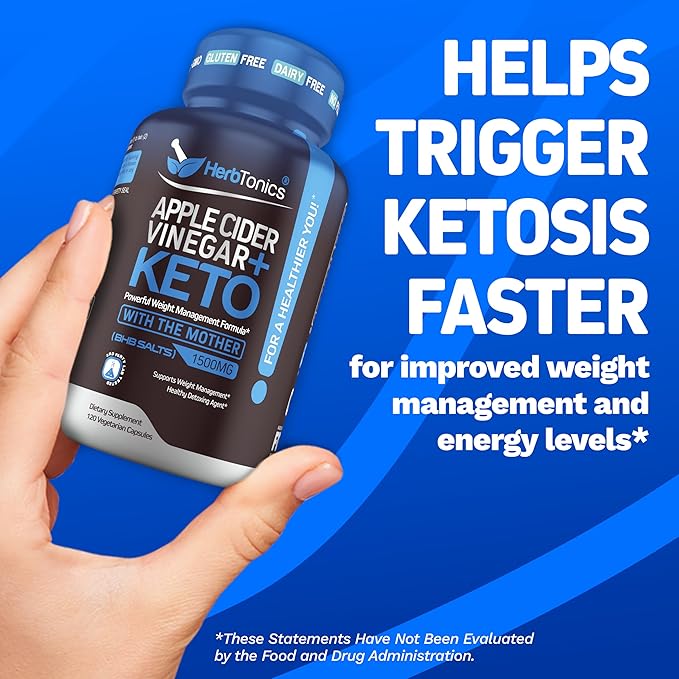 Herbtonics Apple Cider Vinegar Capsules Plus Keto BHB | Fat Burner & Weight Loss Supplement for Women & Men | Appetite Suppressant