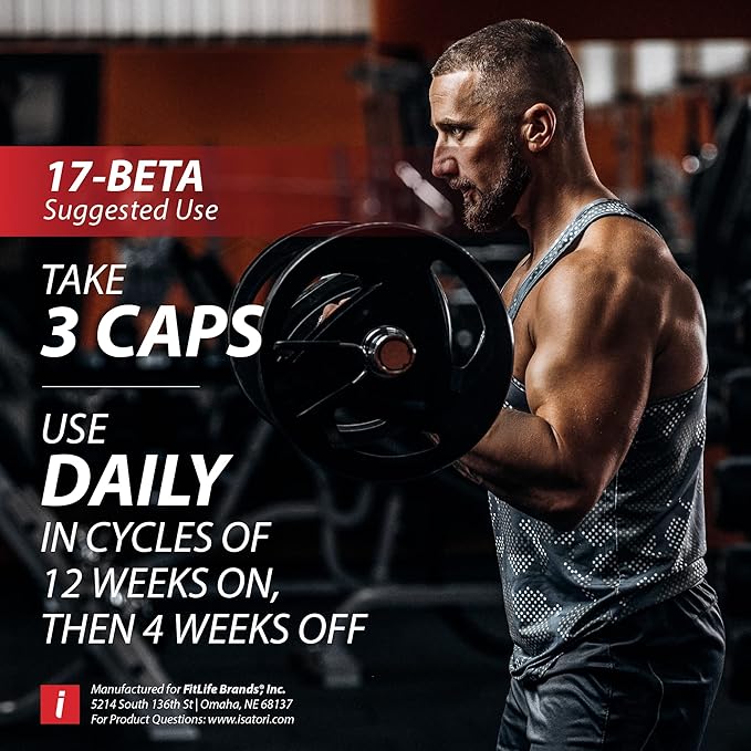 iSatori 17-Beta Anabolic Testosterone Booster, for Muscle Growth, Strength & Stamina, Test Boost Amplifier & Estrogen Blocker for Men with DHEA, Fenugreek Seed Extract, Red Panax Ginseng, 90 Capsules