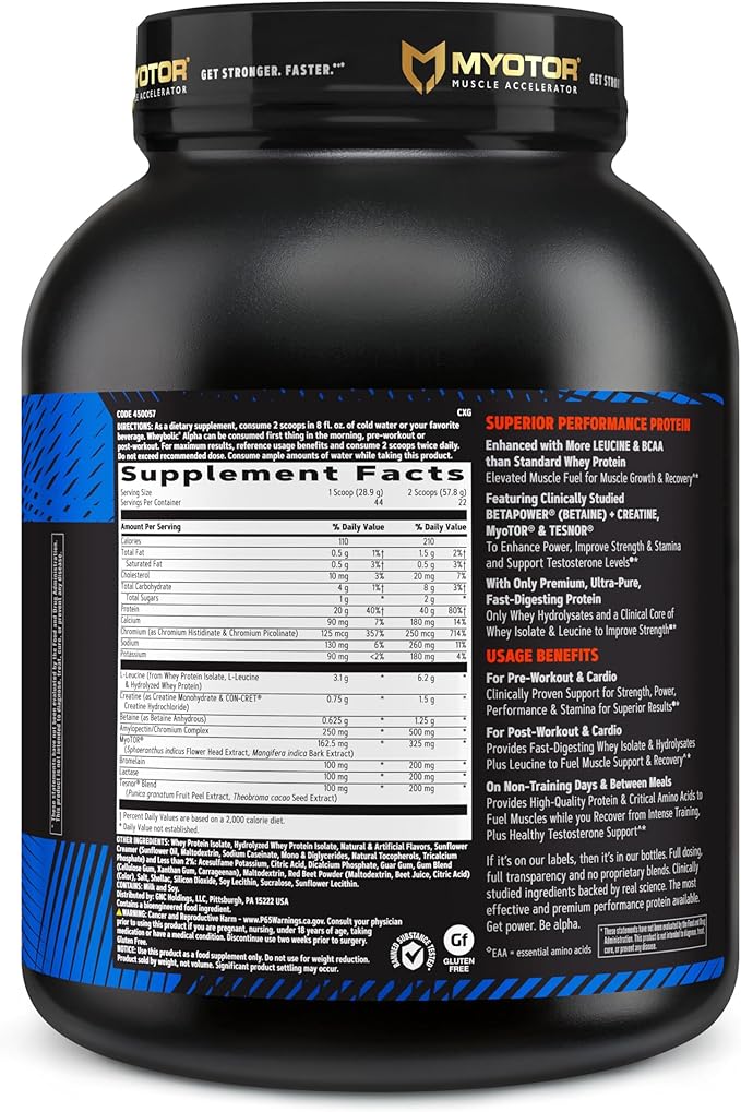 GNC AMP Wheybolic Alpha Whey Protein Powder with MyoTOR | Targeted Muscle Building and Workout Support Formula with BCAA | 40g Protein | Strawberries and Cream | 22 Servings