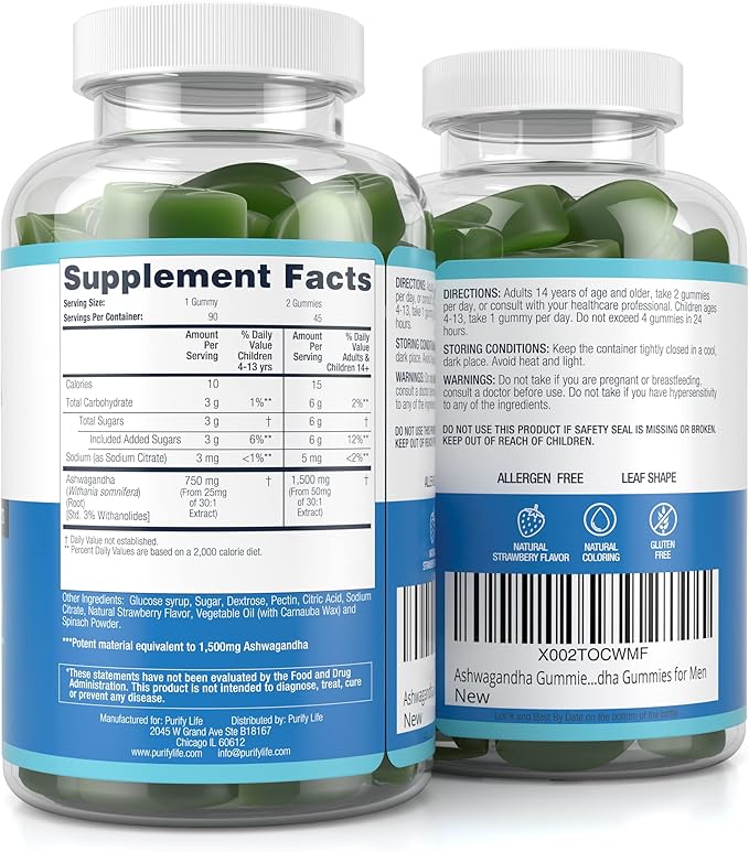 Ashwagandha Gummies (Max Strength - 750mg/Gummy) (90ct - Up to 3 Month Supply) Support Calm Mood, Relaxation & Cognitive Support - Ashwagandha Gummies for Women Ashwagandha Gummies for Men