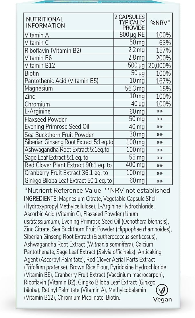 Health & Her Menopause Supplements For Women, Multi-Nutrient, Menopause Support For Women, Menopause Vitamins For Women, Energy, Bones, Muscles, Skin, Hair, Vegan, Gluten-Free, Non GMO (60ct - 1month)