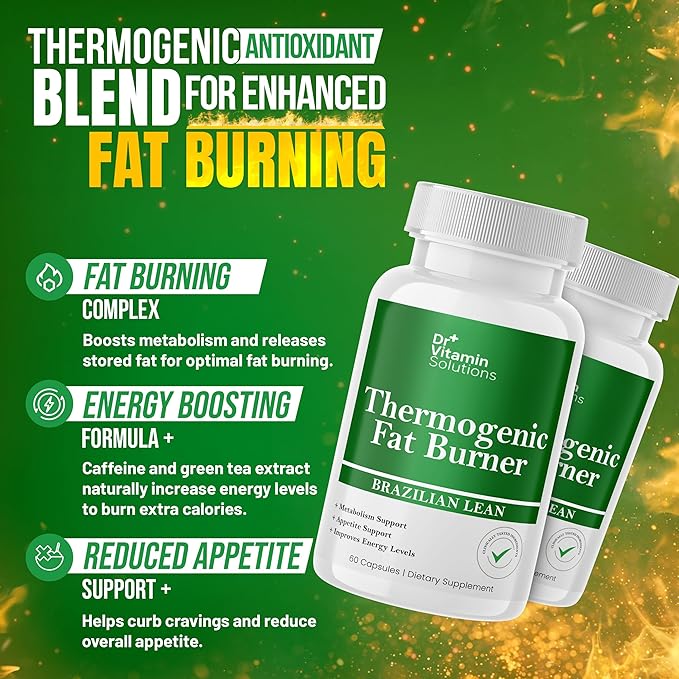 Thermogenic Fat Burner for Women and Men - Appetite Suppressant for Weight Loss - Includes Green Tea Extracts for Bloat Relief - Metabolism Booster - Pack of 2