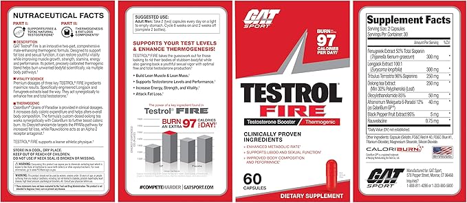 GAT SPORT Testrol Fire, 60 Capsules