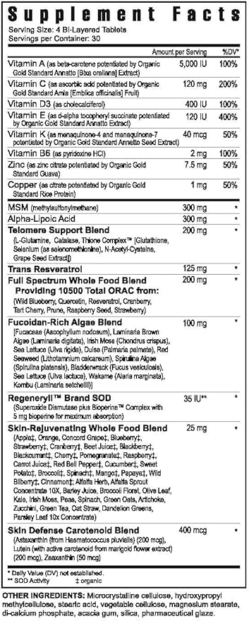 Youngevity Imortalium® - Anti-Aging Telomere Health, Fucoxanthin, Carotenoid Blend, Fucoidan Blend, MSM, Glutathione, Skin Rejuvinating Blend + 12 Whole Foods 120 Tablets (Pack of 1)