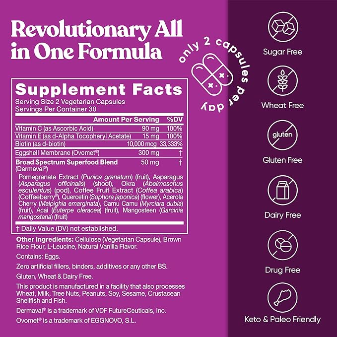 Move & Glow Collagen Pills for Women & Men – Vegetarian Multi-Collagen (Type I-V-X) with 9 Plant-based Superfoods for Skin Health & Joint Support – Biotin, Vitamin C, Vitamin E, 60 Vegetarian Capsules