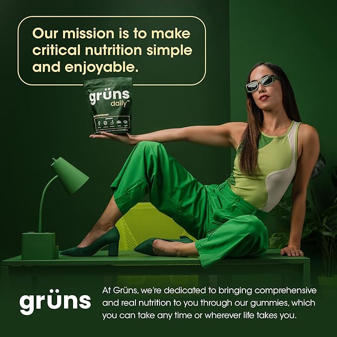 Super Greens Gummies: Organic Spirulina and Chlorella, Prebiotics for Digestive Health, 20+ Vitamins and Minerals, Adaptogens, 14 Day Supply (112 Count)