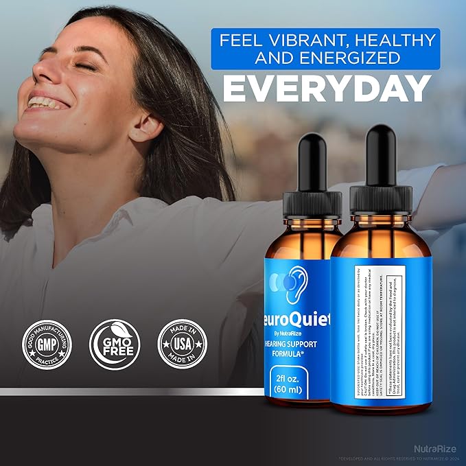 (3 Pack) NeuroQuiet Drops - Hearing Support Formula, Official NeuroQuiet to Support Cognitive Performance, All Natural Neuro Quiet to Maintain Auditory Health, Gotas Review (90 Servings)