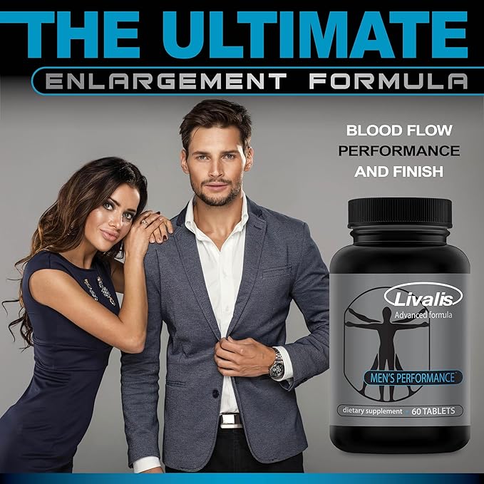 Livalis- Male Size Expansion Pills- Enlargement Formula for Men- Extend in Length, Thickness and Girth- 3+ inches in 90 Days Reported - Performance and Stamina Multiplier 60 ct