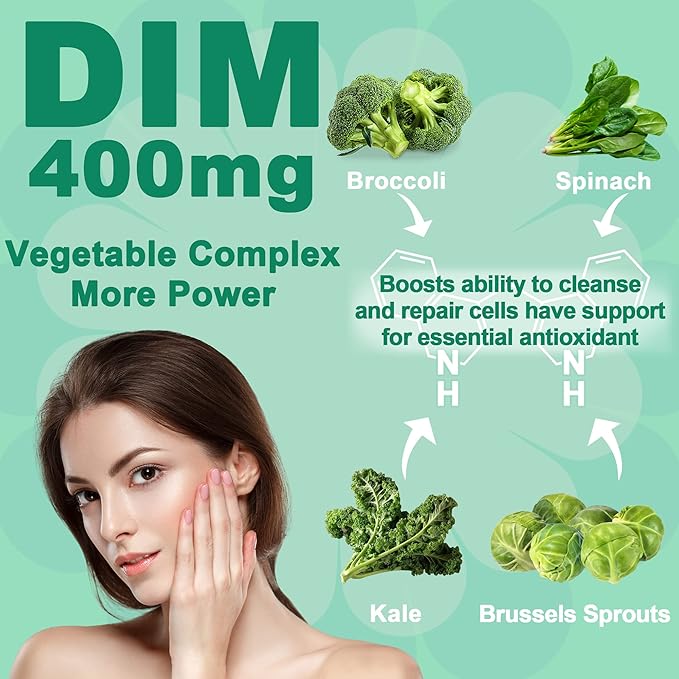 DIM Supplement Women 400mg, Estrogen Supplement for Women, Sugar Free DIM Gummies for Men & Women + Biotin, Flaxseed Oil, Burdock, Calendula, BioPerine for Hormone Balance, Menopause & Prostate 120Cts