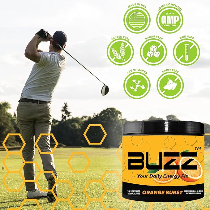 Morning Buzz Energy Drink Powder - Energy Boost Drink Mix - Sugar-Free Energy with Antioxidants - Morning Kickstart and Sports Nutrition Endurance Product - 30 Servings, Orange Burst, 8 Ounces