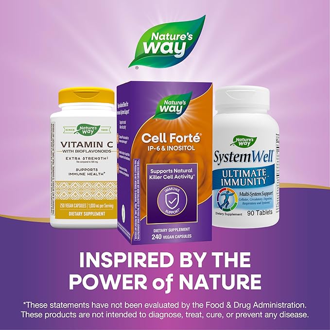 Nature's Way Cell Forté IP-6 & Inositol, Supports Natural Killer Cell Activity*, Immune Support*, with Calcium, Phosphorus & Magnesium, Gluten-Free, Vegan, 240 Capsules (Packaging May Vary)