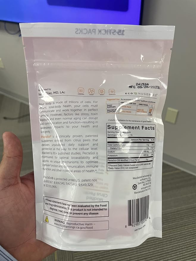 PectaSol Modified Citrus Pectin – 15 5g Stick Packs – Total-Body Health Supplement to Support Heart, Immune System, Inflammation Response & Healthy Aging + Maintain Healthy Galectin-3 Levels
