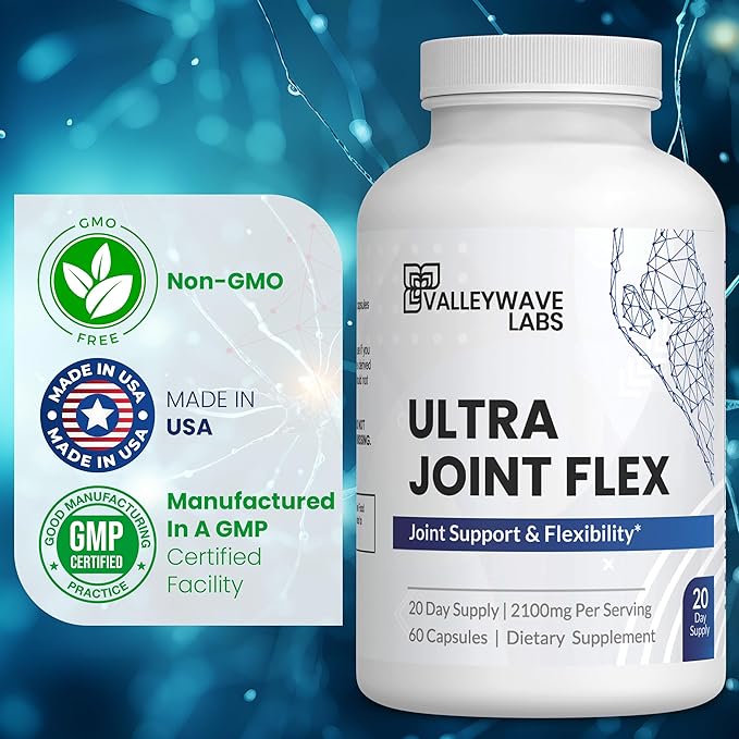 Ultra Joint Flex Glucosamine Chondroitin Capsules - Joint Support Supplement for Men and Women, Dietary Supplement for Joints, Bones, Back, Knees, Hands (60 Capsules)
