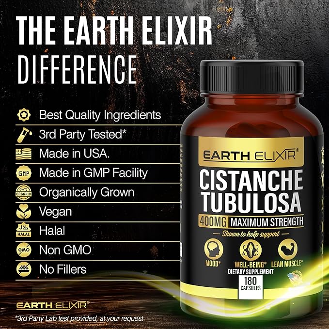 Cistanche Tubulosa 400 mg (180 Capsules) 3 Months Supply – Made in USA - 3rd Party Tested - Cistanche Supplement - Zero Fillers - Max Purity - Nootropics - 100% Pure Cistanche Herb