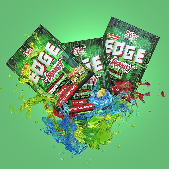 Psycho Pharma Strongest High Stim Preworkout Powder - Edge of Insanity - Most Intense Pre Workout Supplement for Pumps, Strength, Energy and Feel Good Focus. Rivals Famous PWOs of The Past