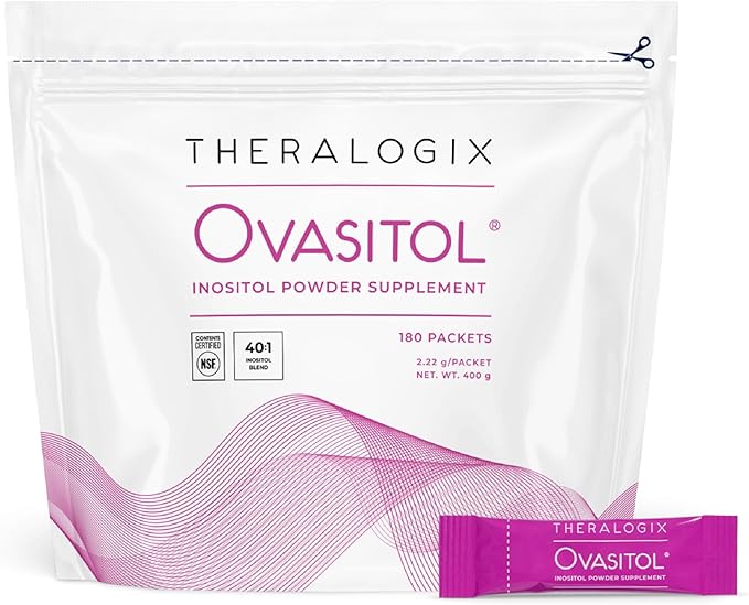 Theralogix Ovasitol Inositol Powder Packets - 90-Day Supply - Myo-Inositol & D-Chiro Inositol for Hormone Balance & Ovarian Function Support* - NSF Certified - 180 Packets
