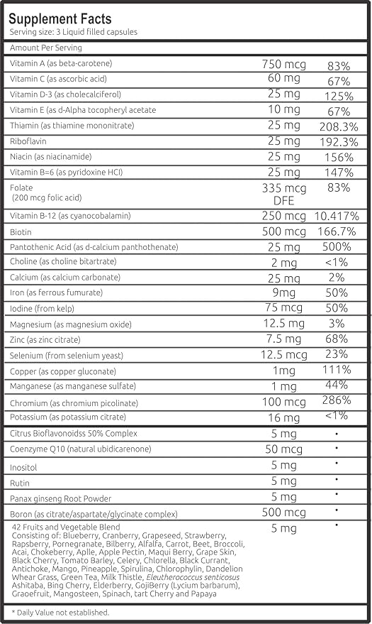 Runner's Daily Vitamin - Multivitamin for Runners - Boosts Energy & Endurance - Immune Support - Made from Real Foods & Gentle on Your Stomach - 120 Liquid-Filled Caps - 2 Month Supply!