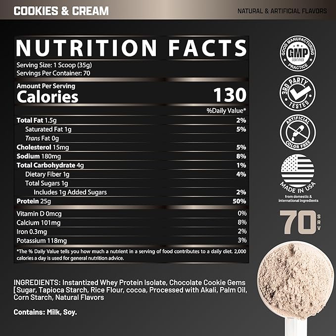 Nutrex Research IsoFit Whey Protein Powder Instantized 100% Whey Protein Isolate (70 Servings, Cookies & Cream)