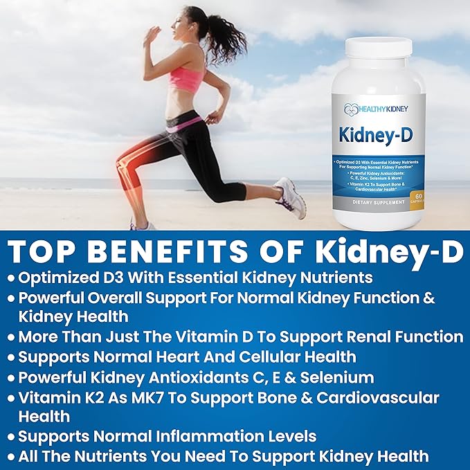 Kidney Restore & Kidney-D 2-Pack Capsules for Kidney Support with Optimized Vitamin D Antioxidants, Kidney Probiotics, Sodium Bicarbonate for Kidney Cleansing