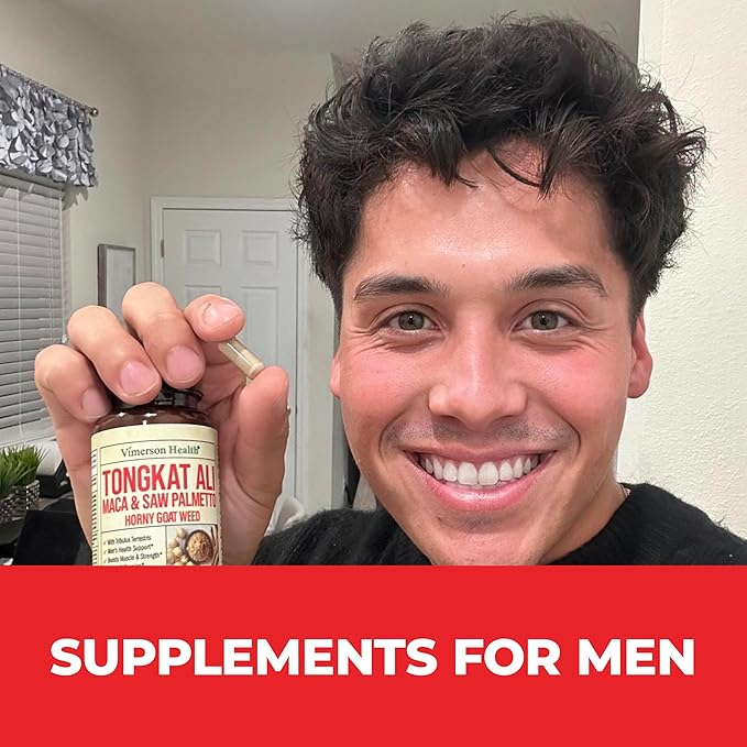 Tongkat Ali for Men - Healthy Testosterone Support. Balanced Energy Supplements for Men with Horny Goat Weed, Maca Root Powder, Tribulus Terrestris, Saw Palmetto Extract. Tongat-Ali for Men. 60 Caps