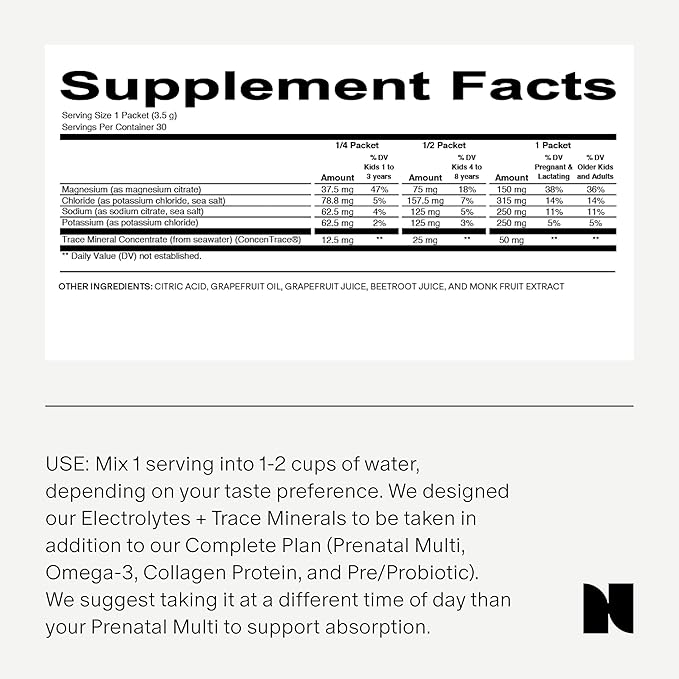 Needed. Hydration Support with Electrolytes & Trace Minerals – Electrolytes for Pregnancy & During Lactation - 30 Hydration Packets Lightly Sweetened with Real Fruit, Grapefruit