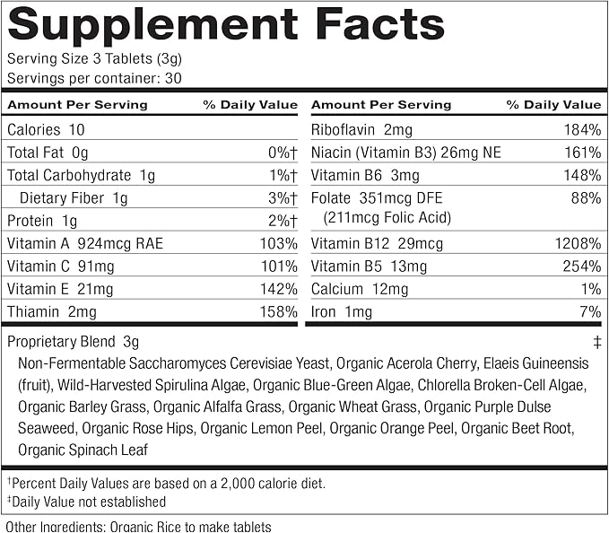 Dr. Schulze's Superfood 100 | Vitamin & Mineral Herbal Concentrate | Dietary Supplement | Daily Nutrition & Increased Energy | Gluten-Free & Non-GMO | Vegan & Organic | 90 Tabs
