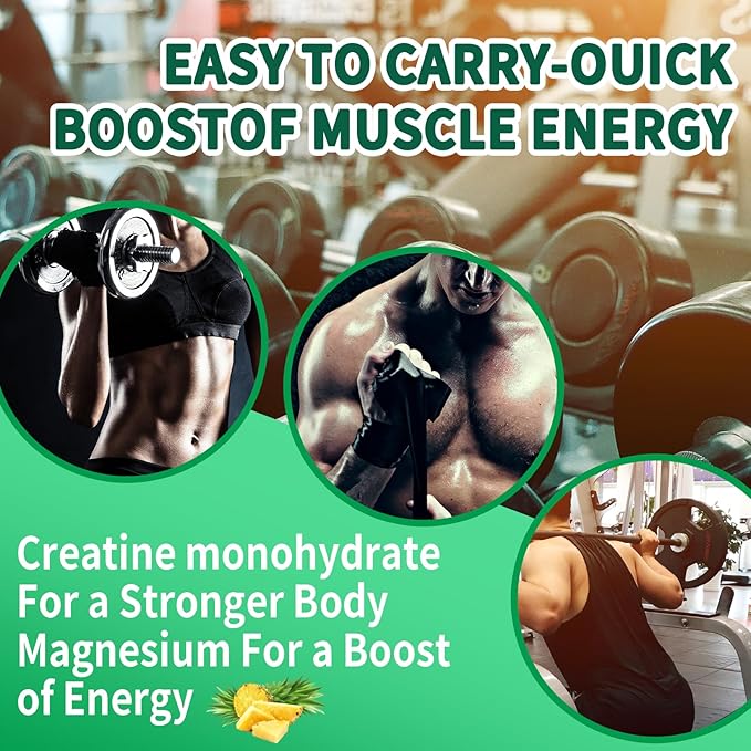 Creatine Monohydrate Gummies 5000mg for Men & Women, Chewables Creatine Monohydrate Supplement(120 Count)- Pineapple 120 Gummies