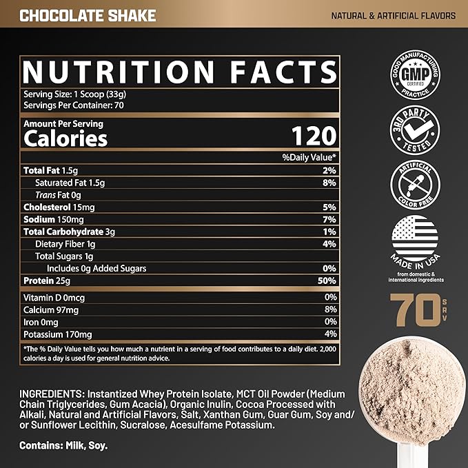 Nutrex Research IsoFit Whey Protein Powder Instantized 100% Whey Protein Isolate (70 Servings, Chocolate Shake)