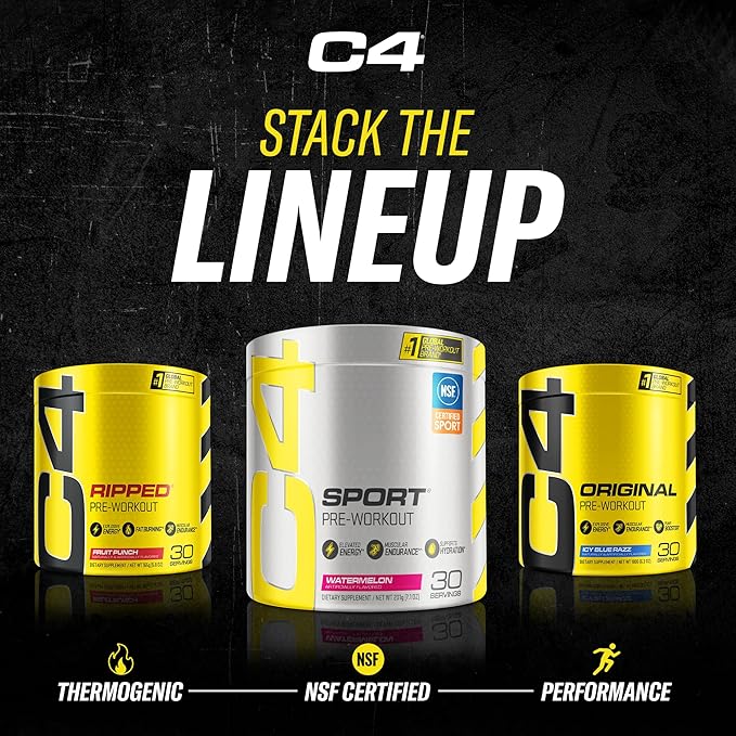 Cellucor C4 Original Pre Workout Powder Watermelon Sugar Free Preworkout Energy Supplement for Men & Women 150mg Caffeine + Beta Alanine + Creatine 30 Servings