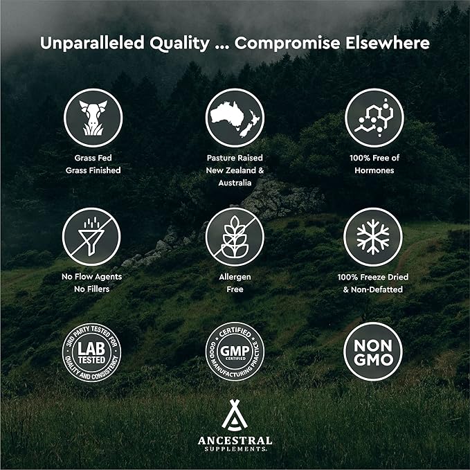 Ancestral Supplements Grass Fed Beef Tallow Capsules, 3000mg, Nourishing Kidney Fat Supplement Supports Bones, Teeth, Gums, Skin, Immune and Overall Health, Non-GMO, 180 Capsules