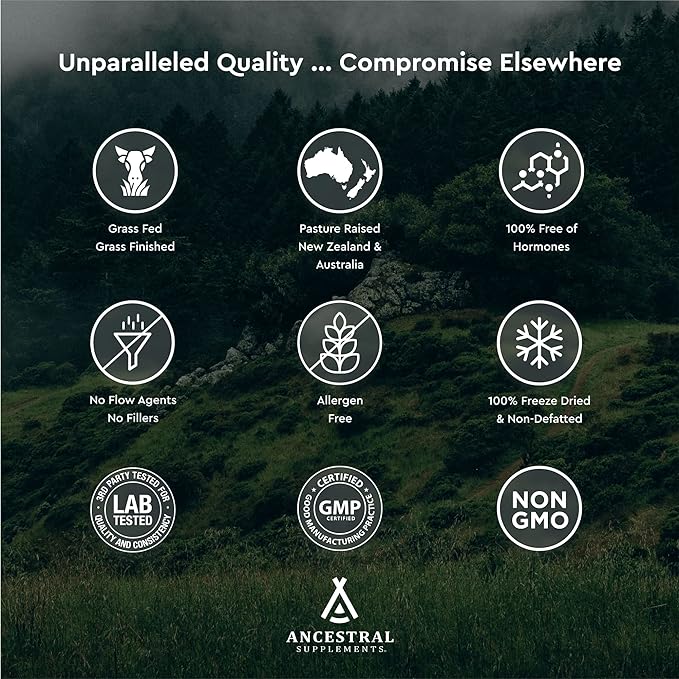 Ancestral Supplements Grass Fed Beef Tallow Capsules, 3000mg, Nourishing Kidney Fat Supplement Supports Bones, Teeth, Gums, Skin, Immune and Overall Health, Non-GMO, 180 Capsules