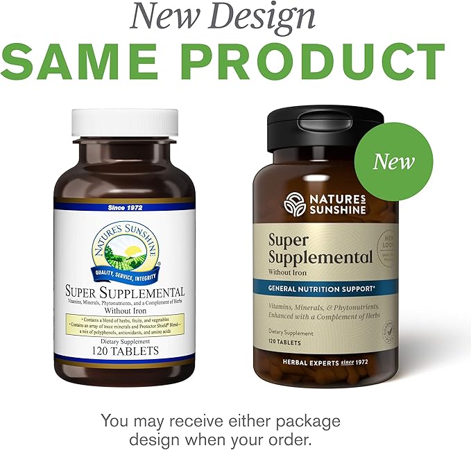 Nature's Sunshine Super Supplemental w/o Iron, 120 Tablets | Multivitamin for Men and Women Provides Vitamins, Minerals, Amino Acids, Herbs, Fruit Powders, Veggie Powders, and Carotenoids