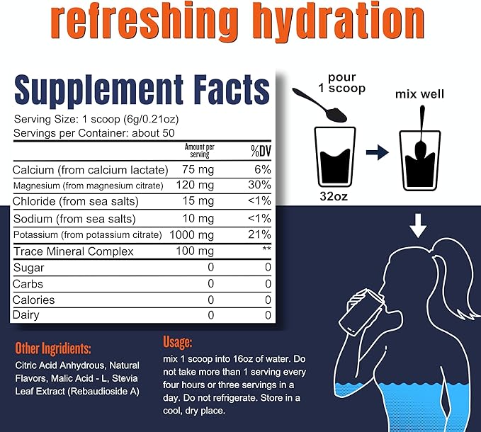 Hi-Lyte Keto K1000 Electrolyte Powder | Orange | Hydration Supplement Drink Mix | Boost Energy & Beat Leg Cramps | No Sugar, No Maltodextrin | 50 Servings